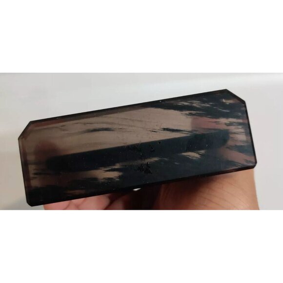 Celtic Cross Silver Print on Glass 6" Stand Mahogany Obsidian ? Alter Safe Space - Picture 8 of 13